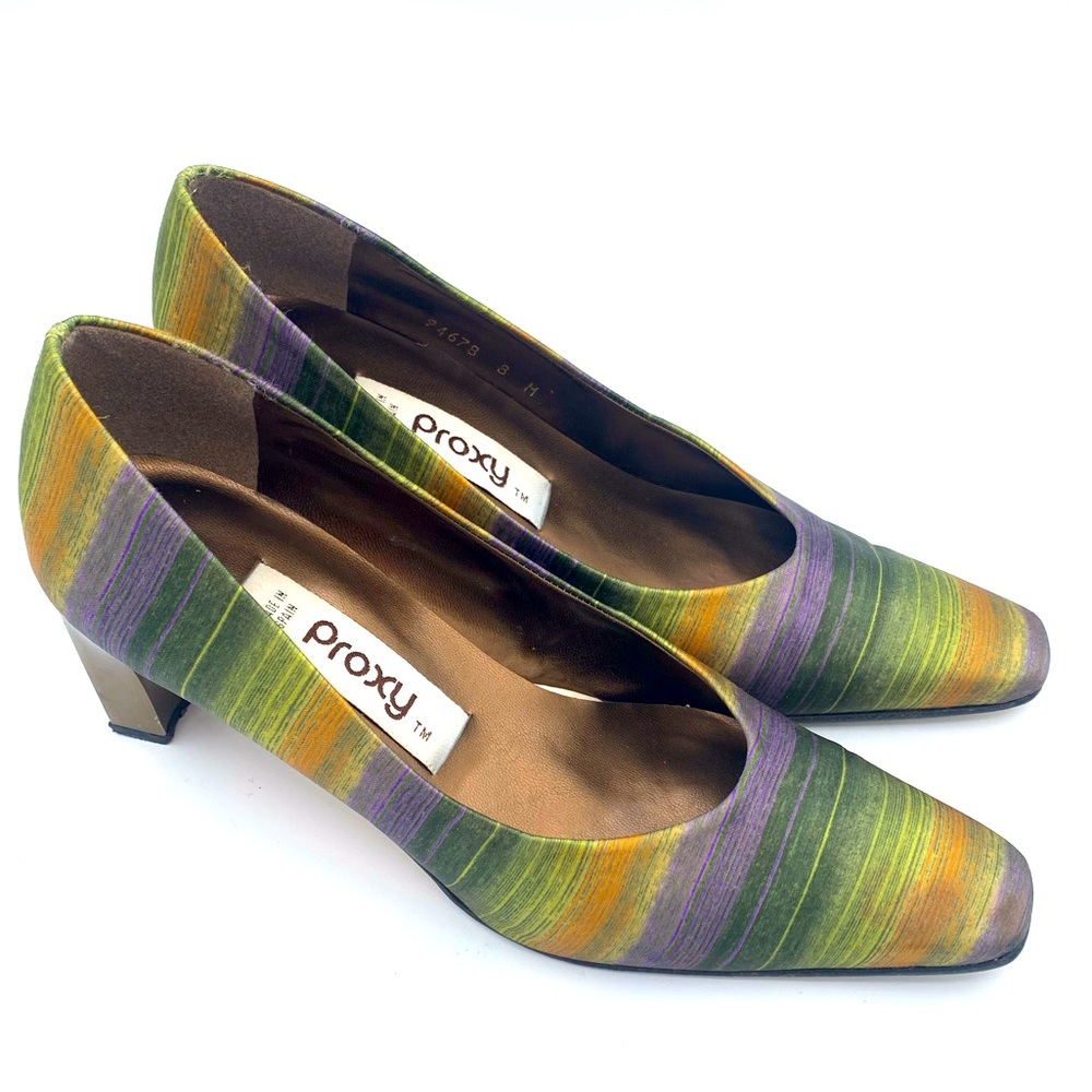 PROXY MADE IN SPAIN MULTICOLOR Leather HEELS WOMEN SIZE 8